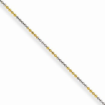 Stainless Steel White & Yellow Rhodium Over Brass Color Plated Ball Chain