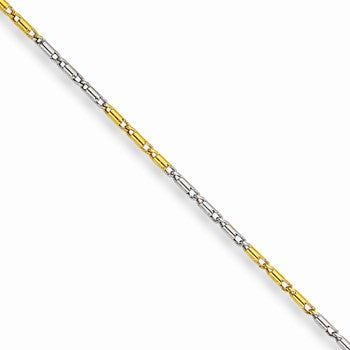 Stainless Steel White & Yellow Rhodium Over Brass Color Plated Fancy Chain