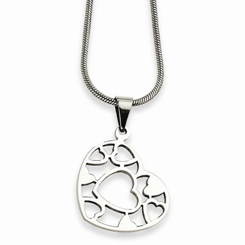 Stainless Steel Heart Pendant On Necklace