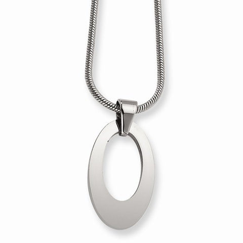Stainless Steel Oval Pendant On Necklace