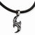 Stainless Steel and Black Color Ip-Plated Tribal Design Pendant On Necklace
