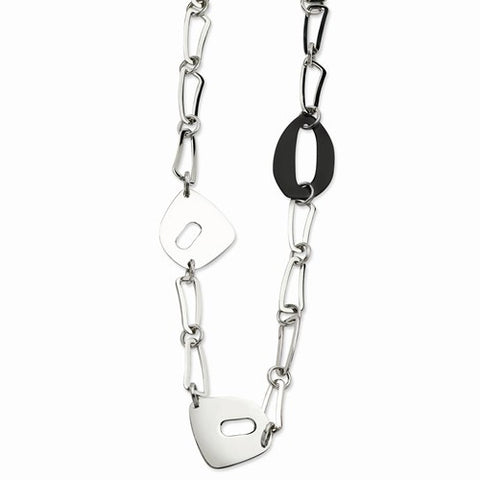 Stainless Steel Black Ip Plated Fancy Link Necklace