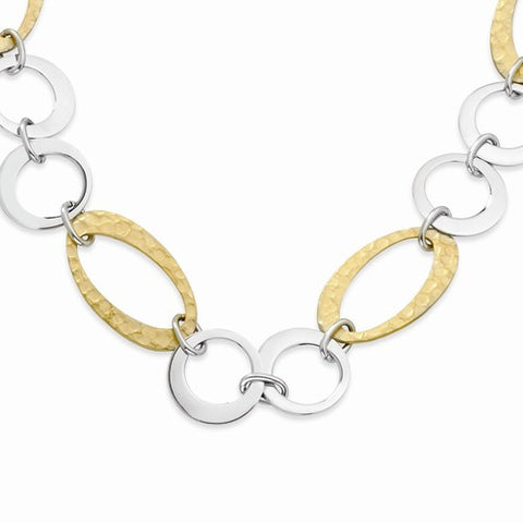 Stainless Steel Yellow Ip-Plated Circles Link Necklace