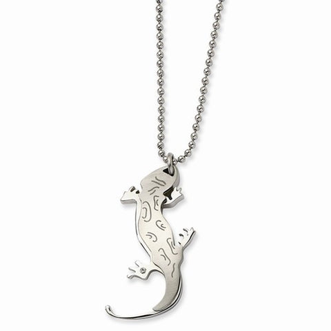 Stainless Steel Lizard CZ Necklace