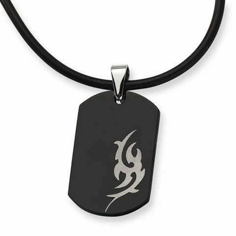 Stainless Steel Black-Plated Dog Tag Necklace