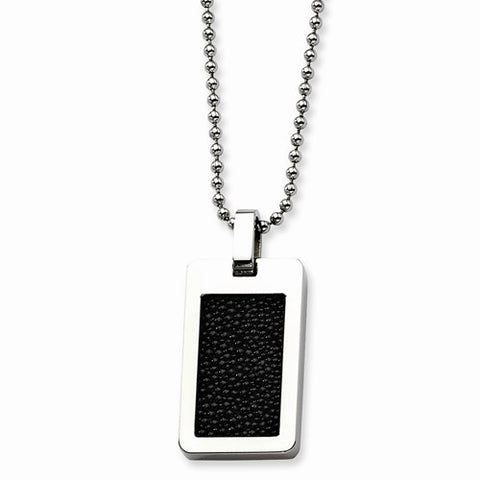 Stainless Steel Black Stingray Pendant On Necklace