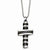 Stainless Steel Black Ip-Plated Cross Pendant On Necklace