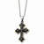 Stainless Steel Black Acrylic Yellow Ip-Plating Cross Necklace