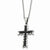 Stainless Steel Black Enamel Cross Pendant On Necklace