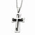 Stainless Steel Black Acrylic & Polished Cross Necklace