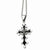 Stainless Steel Black Rubber Cross Pendant On Necklace