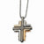 Stainless Steel Black & Pink Ip-Plated CZs Cross Necklace