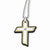 Stainless Steel Black & Yellow Ip-Plated CZ Cross Necklace