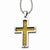 Stainless Steel Polished & Yellow Ip-Plated Cross Necklace