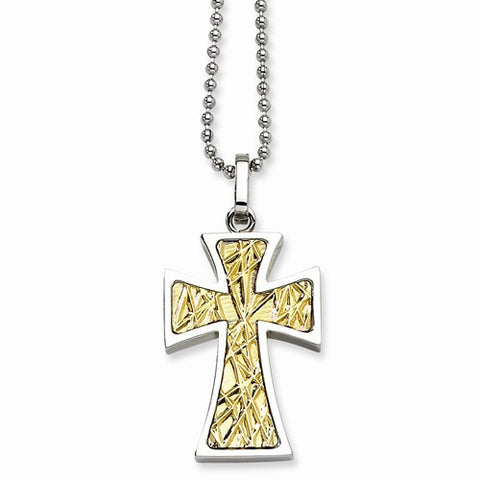 Stainless Steel Accent Cross Pendant On Necklace