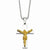 Stainless Steel Gold Ipg-Plated Crucifix Pendant On Necklace