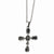 Stainless Steel Antiqued Cross Pendant On Necklace