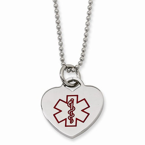 Stainless Steel Heart Shaped Medical Pendant Necklace