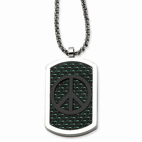 Stainless Steel Cross & Peace Symbol Reversable Dog Tag Necklace