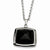 Stainless Steel Black Glass Square Pendant On Necklace