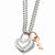 Stainless Steel Heart CZs & Pink Ip-Plated Key Necklace