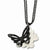 Stainless Steel Black Ip-Plated Butterfly CZs Necklace
