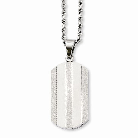 Stainless Steel Laser Cut Fancy Dog Tag Pendant On Necklace