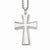 Stainless Steel Laser Cut & Brushed Cross Pendant On Necklace