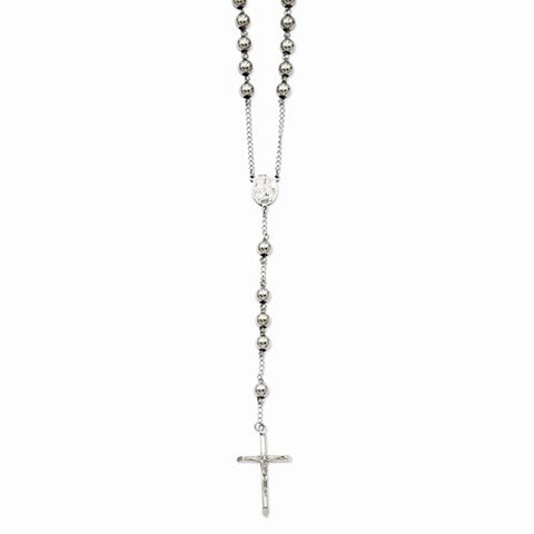 Stainless Steel Bead Rosary Necklace