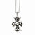 Stainless Steel Antiqued Fancy Cross Pendant On Necklace