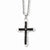 Stainless Steel Ip Black-Plated & CZ Cross Pendant On Necklace