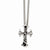 Stainless Steel Antiqued Fancy Scroll Cross Pendant On Necklace