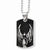 Stainless Steel Antiqued Wings Dog Tag Pendant On Necklace