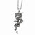 Stainless Steel Antiqued Dragon Red CZ Eye Necklace