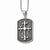 Stainless Steel Black Enamel & Cross Dog Tag Pendant On Necklace