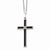 Stainless Steel Black Carbon Fiber & Black Diamond Cross Necklace