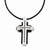 Stainless Steel Black-Plated & Black Diamonds Cross Necklace