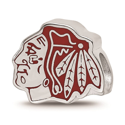 Sterling Silver NHL LogoArt Chicago Blackhawks Enameled Logo Bead