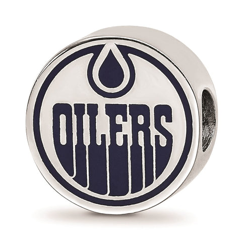 Sterling Silver NHL LogoArt Edmonton Oilers Enameled Logo Bead