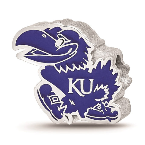 Sterling Silver LogoArt The University of Kansas Jayhawk Enameled Logo Bead