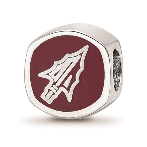 Sterling Silver Florida State University Cushion Shaped Enameled Bead