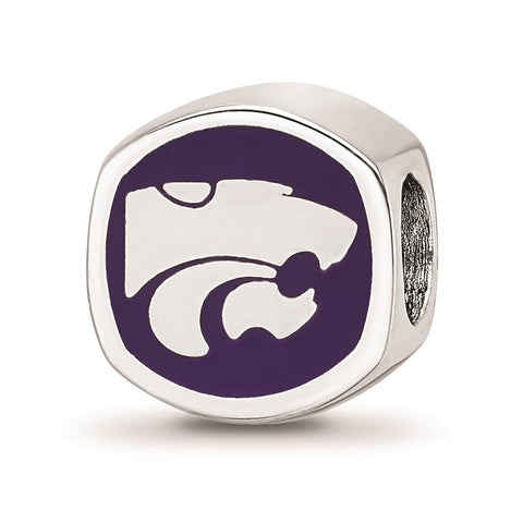 Sterling Silver LogoArt Kansas State University Cushion Shaped Logo Bead