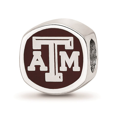 Sterling Silver LogoArt Texas A&M University Atm Cushion Shaped Logo Bead