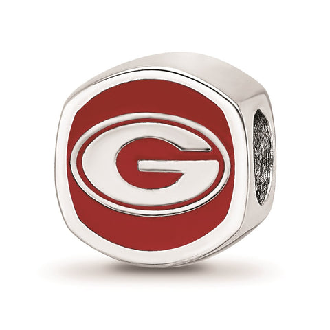 Sterling Silver LogoArt University of Georgia Cushion Shaped Logo Bead