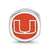 University of Miami U Cushion Shaped Double Logo Be in Sterling Silver