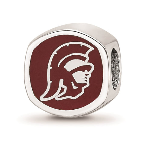 Sterling Silver LogoArt Univ. Of South California Trojan Head Enameled Bead
