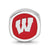 University of Wisconsin Cushion Shaped Logo Charm Bead in Sterling Silver