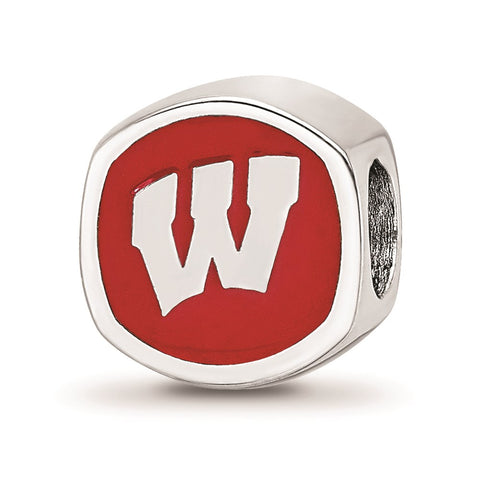 Sterling Silver LogoArt University of Wisconsin Cushion Shaped Logo Bead