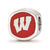 Sterling Silver LogoArt University of Wisconsin Cushion Shaped Logo Bead