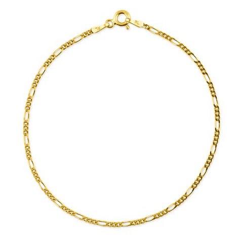 Sterling Silver Polished Diamond-Cut 3+1 Figaro Bracelet